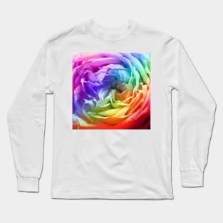 Rainbow Rose Flower Petal Pattern Long Sleeve T-Shirt